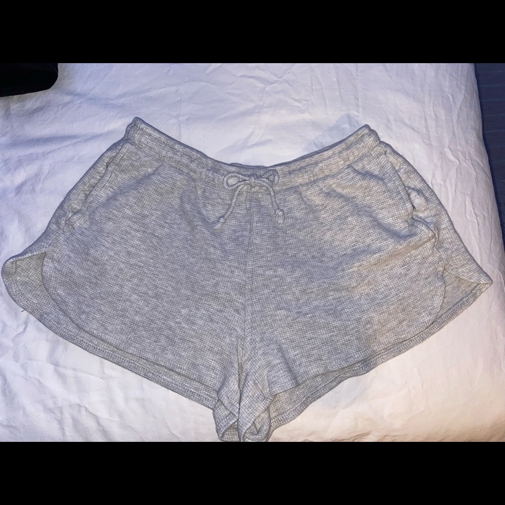 John Galt waffle style grey mini shorts!